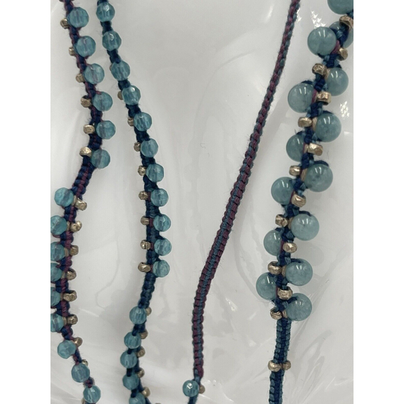 Chan Luu 925 Green Aventurine Beaded Braided Boho Hippie Wrap Necklace/Bracelet - Picture 3 of 8